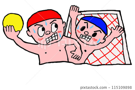 男運動員在水球比賽中投籃 115109898