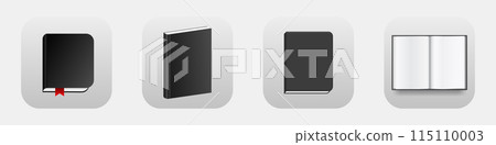Book mobile app 3d modern icon. Ereader phone application icon Book mobile app 3d modern icon. Ereader phone application icon 115110003