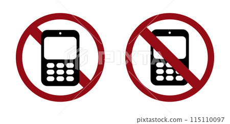 Mobile phone prohibition cross symbol. Mobile phone prohibition cross symbol. 115110097