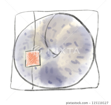 A simple hand-drawn illustration of a bagel stuffed with sesame or blueberries A simple hand-drawn illustration of a bagel stuffed with sesame or blueberries 115110127