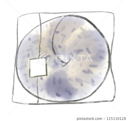 A simple hand-drawn illustration of a bagel stuffed with sesame or blueberries A simple hand-drawn illustration of a bagel stuffed with sesame or blueberries 115110128