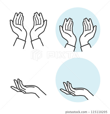 A simple vector illustration of a person holding their palms together to support something. 115110205