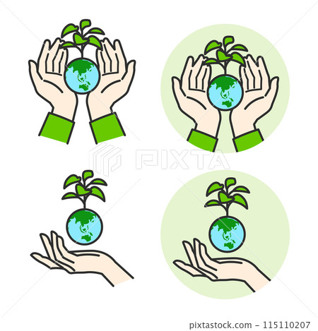 透過支持鬱鬱蔥蔥的綠色地球插圖來表達永續發展目標 115110207