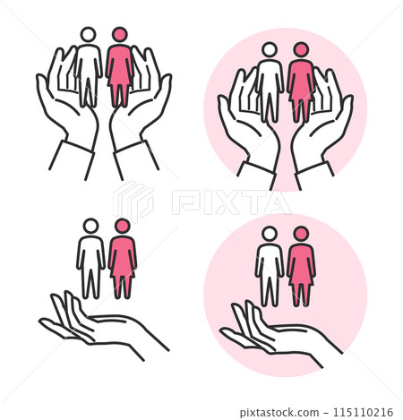 A simple illustration of a male and female couple holding hands to express love 115110216