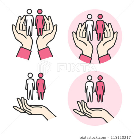 A simple illustration of a male and female couple holding hands to express love 115110217