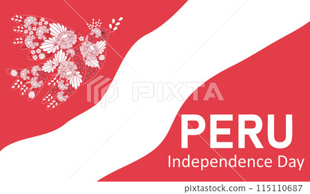 Anniversary banner Independence Day of Peru. 115110687