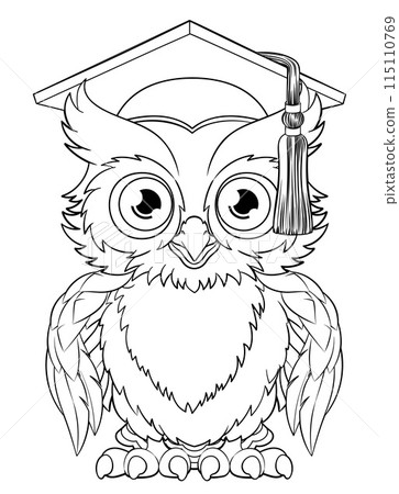 Wise Owl Bird Cartoon Graduation Professor Teacher Wise Owl Bird Cartoon Graduation Professor Teacher 115110769