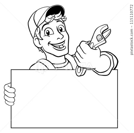 Mechanic Plumber Cartoon Wrench Spanner Handyman Mechanic Plumber Cartoon Wrench Spanner Handyman 115110772