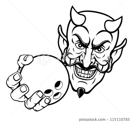 Devil Ten Pin Bowling Ball Sports Mascot Cartoon 115110785