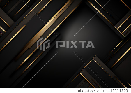 Luxury black and gold background by Generative AI 115111203
