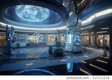 Hi-tech space station with modern metal walls...-插圖素材 [115111218] - PIXTA圖庫