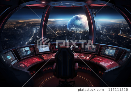 Spaceship cockpit and outer space by Generative AI 115111226