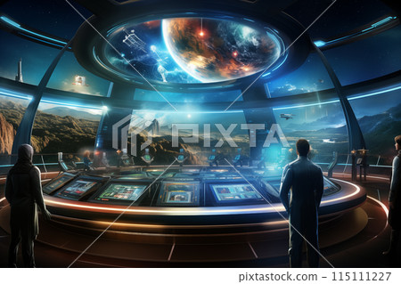 Spaceship cockpit and outer space by Generative AI 115111227