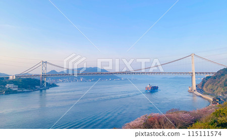 Early morning at the Kanmon Straits and Shimonoseki 115111574