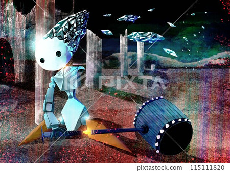Broken crystal robot illustration Broken crystal robot illustration 115111820