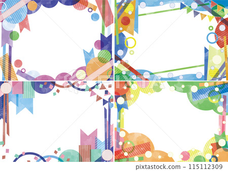 Hand drawn illustration watercolor style frame set Hand drawn illustration watercolor style frame set 115112309