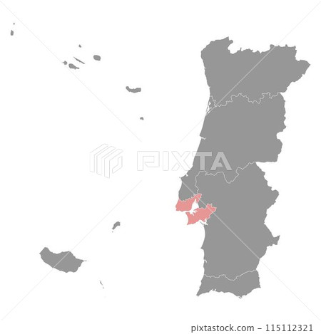 Lisbon Region map, administrative division of Portugal. Vector illustration. Lisbon Region map, administrative division of Portugal. Vector illustration. 115112321
