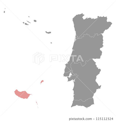 Madeira map, administrative division of Portugal. Vector illustration. Madeira map, administrative division of Portugal. Vector illustration. 115112324