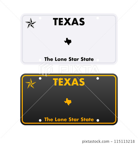 License plate of Texas. Car number plate. Vector stock illustration License plate of Texas. Car number plate. Vector stock illustration 115113218