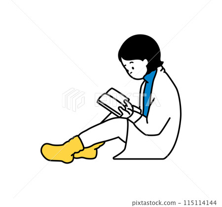 一個女人坐著讀書的插圖 一個女人坐著讀書的插圖 115114144