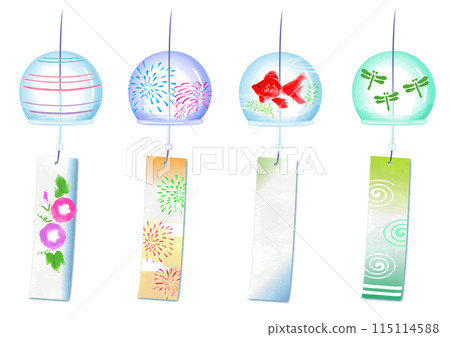 各種圖案的夏季風鈴插畫素材 各種圖案的夏季風鈴插畫素材 115114588