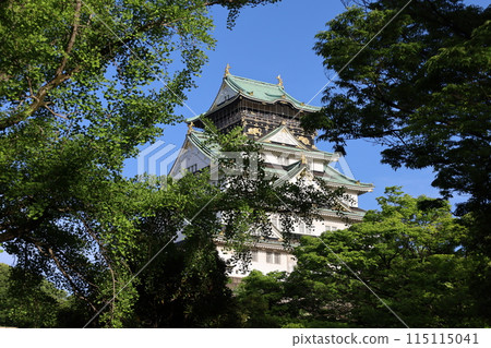 Osaka Castle, spring, summer, early summer, autumn, Osaka Castle with fresh greenery seen from a tower mansion lounge, Osaka Castle Park, Osaka sightseeing, Kansai sightseeing 115115041