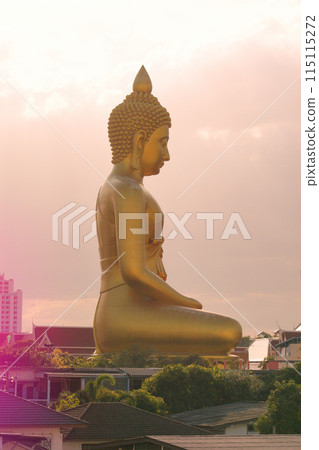 Giant Buddha statue at Wat Paknam Phasicharoen temple in Bangkok, Thailand Giant Buddha statue at Wat Paknam Phasicharoen temple in Bangkok, Thailand 115115272