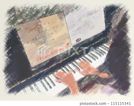 A girl playing the piano 115115341