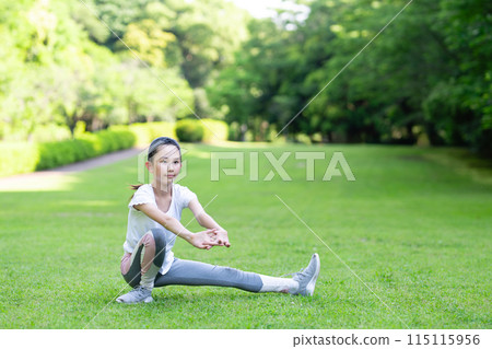 Girl doing exercise Girl doing exercise 115115956