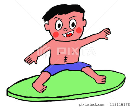 夏天，衝浪者在海裡衝浪 115116178