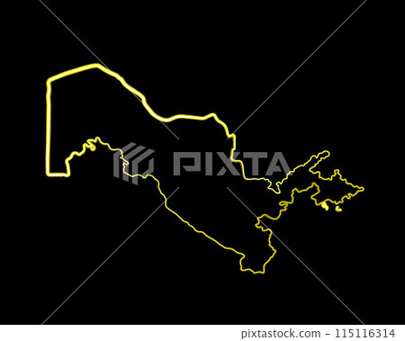 Vector isolated illustration of Uzbekistan map with neon effect. Vector isolated illustration of Uzbekistan map with neon effect. 115116314
