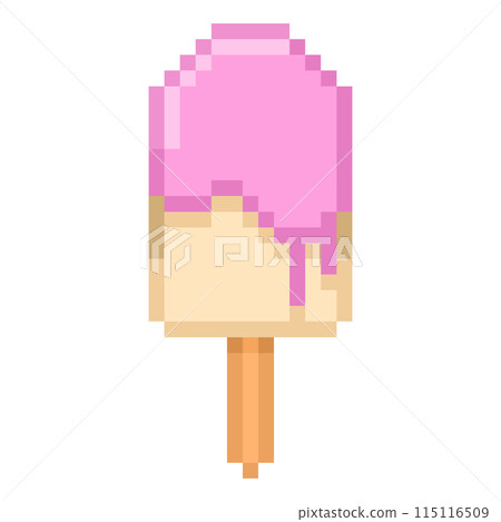 Strawberry chocolate covered ice cream pixel illustration Strawberry chocolate covered ice cream pixel illustration 115116509