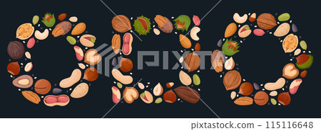 Nuts frames. Cartoon walnut, almond, pistachio and hazelnut frames of circle heart and square shapes flat vector illustration set. Tasty nuts snacks frames Nuts frames. Cartoon walnut, almond, pistachio and hazelnut frames of circle heart and square shapes flat vector illustration set. Tasty nuts snacks frames 115116648