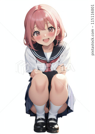 Crouching high school girl Crouching high school girl 115116801