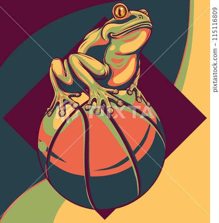 Frog mascotte on a basket ball vector illustration 115116809