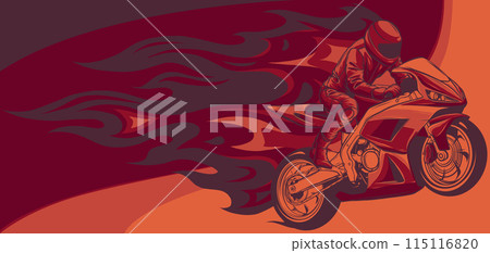 vector illustration of Fiery Sports Motorbike Racer 115116820