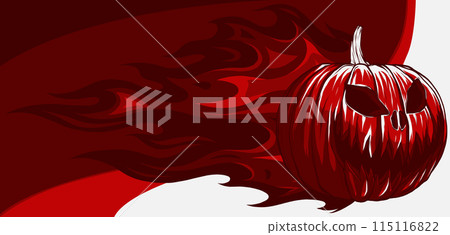 vector illustration halloween pumpkin with fire on white background 115116822