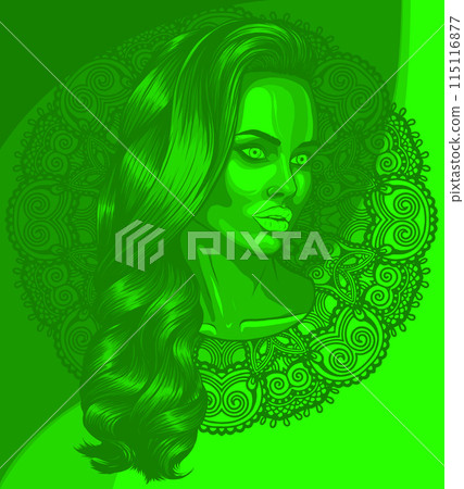 vector illustration of mexican skull girl with decoration 115116877