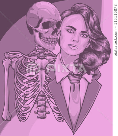 vector illustration of woman in suit with human skeleton 115116878