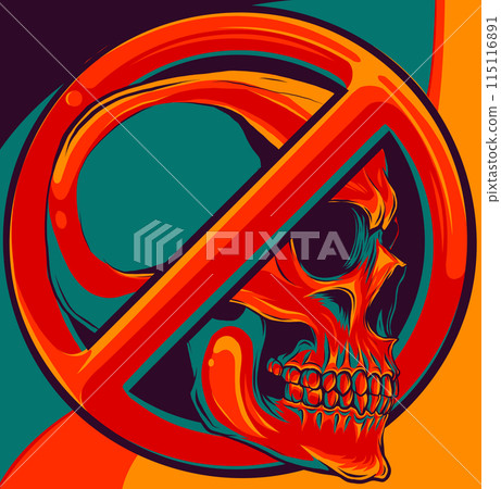 vector illustration of No Skull Symbol Isolated on White Background. 115116891