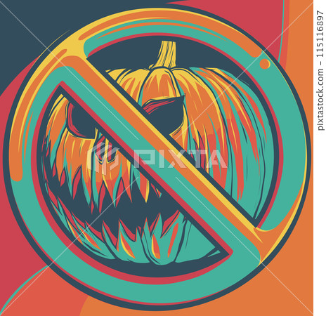 vector illustration of halloween pumpkin with forbidden symbol vector illustration of halloween pumpkin with forbidden symbol 115116897