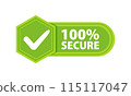 100 Secure grunge Badge with a check mark. Label or sticker 115117047