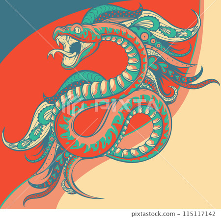vector illustration of viper snake with mandala. 115117142