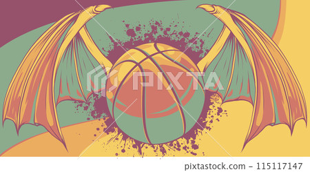 vector illustration of Basketball ball with bat wings. vector illustration of Basketball ball with bat wings. 115117147