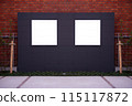 Large blank billboard on a street wall, banners with room to add your own text 115117872