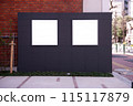 Large blank billboard on a street wall, banners with room to add your own text 115117879