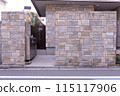 street wall background ,Industrial background, empty grunge urban street with warehouse brick wall 115117906