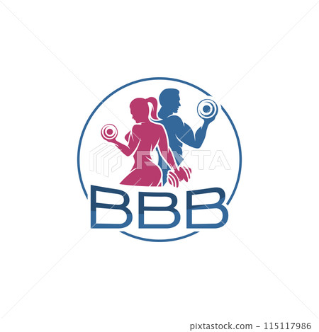 BBB letter fitness Gym logo design 115117986
