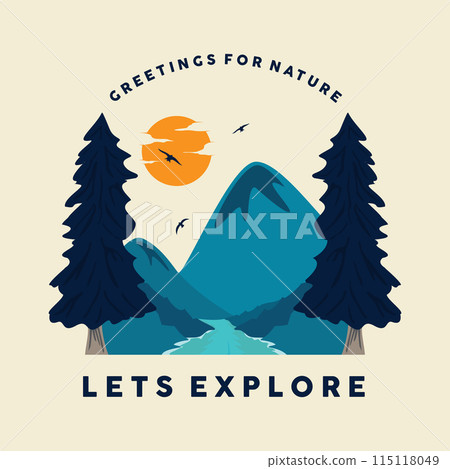Lets Explore letter nature emblem template background 115118049