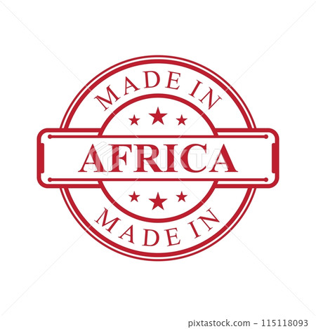 Made in Africa label icon with red color emblem on the white background. Vector quality logo emblem design element. Vector illustration EPS.8 EPS.10 115118093